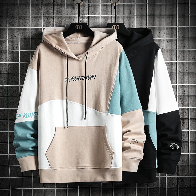 7XL-M主推货足2023春季新款连帽卫衣男连帽休闲撞色加肥加大码,男装卫衣,钱塘717(原712)