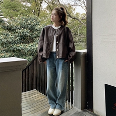 咖色复古短款皮衣外套女2025春季新款小个子炸街又酷又飒机车夹克，女装皮衣，2C201