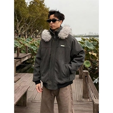 美式潮毛领连帽棉衣男情侣款冬加厚保暖呢子棉衣服外套TT505P106，男装棉衣，星座1013-5