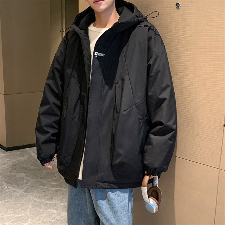 NY745P90港风二开宽松冲锋衣棉衣工装夹克百搭落肩简约上衣外套,男装夹克,星座1204-3