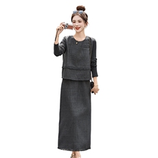 背心半身裙套装女秋季2025超火穿搭一整套气质减龄无袖上衣两件套，女装套装/套裙，浙宝029