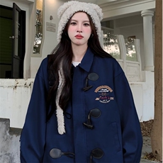 牛角扣毛呢外套女高级感上衣街头复古休闲棒球服春秋女生JKH144，女装短外套，星座516A