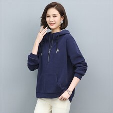 2022春季新款时尚简约纯色加厚修身连帽休闲百搭潮流卫衣，女装卫衣/绒衫，丽影随形