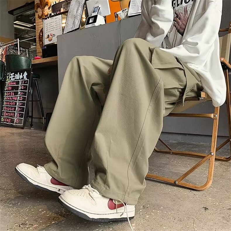 坠感工装裤男秋季潮牌束脚ins痞帅潮流多口袋阔腿裤帅气AK328-P40图片