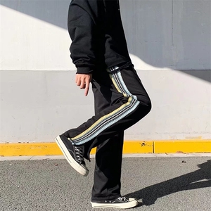 条纹运动长裤男秋冬款美式hiphop裤子B685P30图片