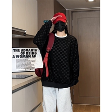 S5020/特P32春装新款棋盘格套头卫衣男潮宽松百搭长袖T恤外套，男装卫衣，电商A141