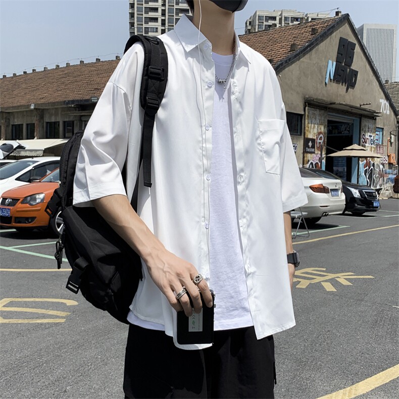 痞帅衬衫男短袖港风日系休闲宽松工装衬衣韩版百搭外套CS0312-P30,男装衬衫,星座308B-1
