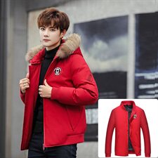 2020电商B247冬季新款韩版短款大毛领连帽抗寒羽绒服潮1877-P360，男装羽绒服，电商B247