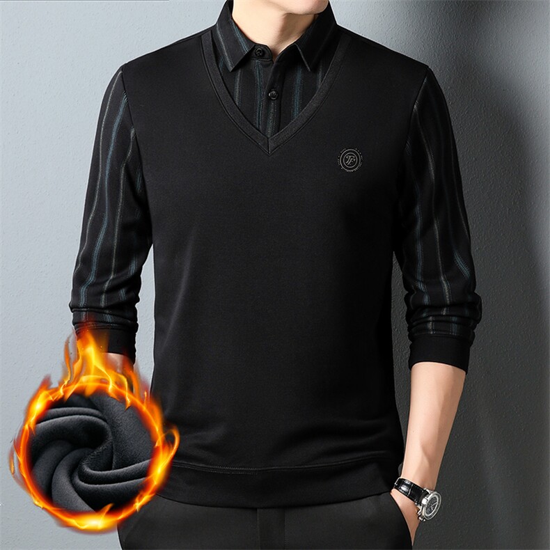 S9003钱塘2020-2中年男士商务休闲衬衣领百搭冬季厚款针织衫P67图片