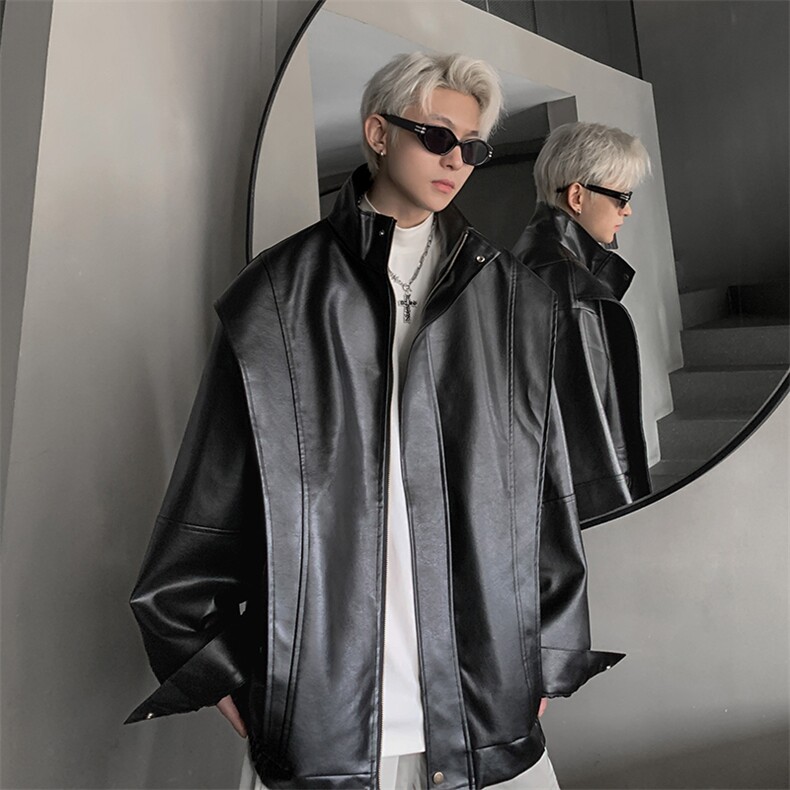现货秋装新款宽松皮夹克男休闲百搭潮流痞帅上衣外套JK719-P85，男装夹克，星座1209-2