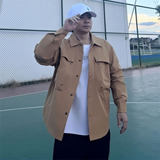 Y005衬衫大码夹克外套秋装休闲文艺中青年开衫多口袋薄款夹克外衣，男装衬衫，星座115A-3