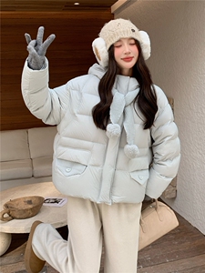 现货主推2025新款气质轻薄泡芙加厚保暖白鸭绒短款羽绒服女图片
