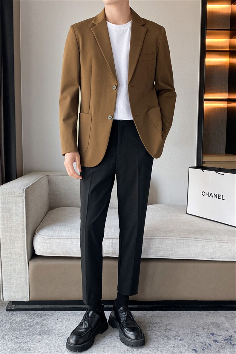 西装套装两件套男坠感春秋修身西裤男士休闲裤子韩版西服三件套潮,男装休闲套装,星座505-2（原电商A260-1)