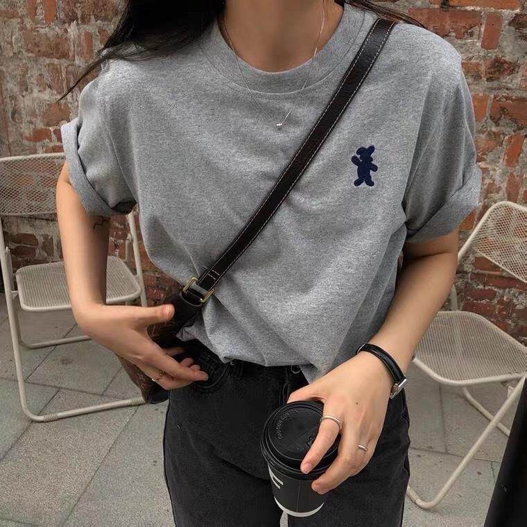 简单刺绣T，女装，暖色气流