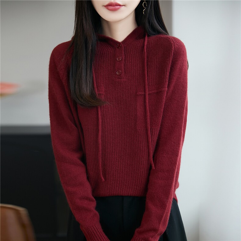 秋冬小香风连帽针织毛衣女25新加厚保暖长袖打底叠穿内搭毛衫卫衣,针织衫/毛衣,唐诺