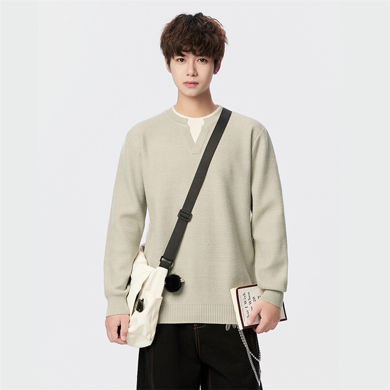 毛衣男秋冬男士休闲圆领假两件时尚针织衫毛衣打底衫-M368-P50,男装T恤,星座310B-3