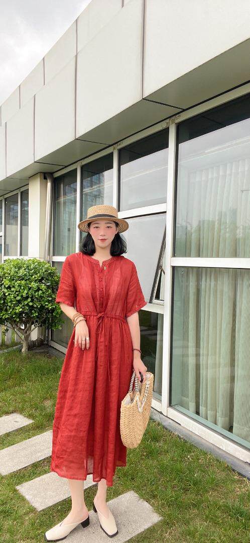 纯苎连衣裙小衫裤子裙子衬衣 时尚风 风淑女风休闲风，女装连衣裙，川哲