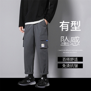 休闲长裤秋季宽松直筒裤工装裤男韩版潮流裤子5106-特批-30图片