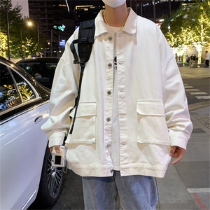 JK6089/P68秋装新款港风工装立体大口袋水洗夹克男女大码上衣图片