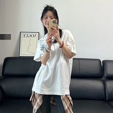 万针全刺绣解构设计260克重磅双纱纯棉高品质美式高街短袖T恤特35，男装T恤，电商A486-1