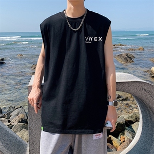 夏季港风t恤男宽松大码纯棉运动背心坎肩潮牌无袖BX007 P25图片