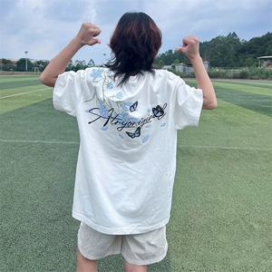 万针全刺绣解构设计260克重磅双纱纯棉高品质美式高街短袖T恤特35图片
