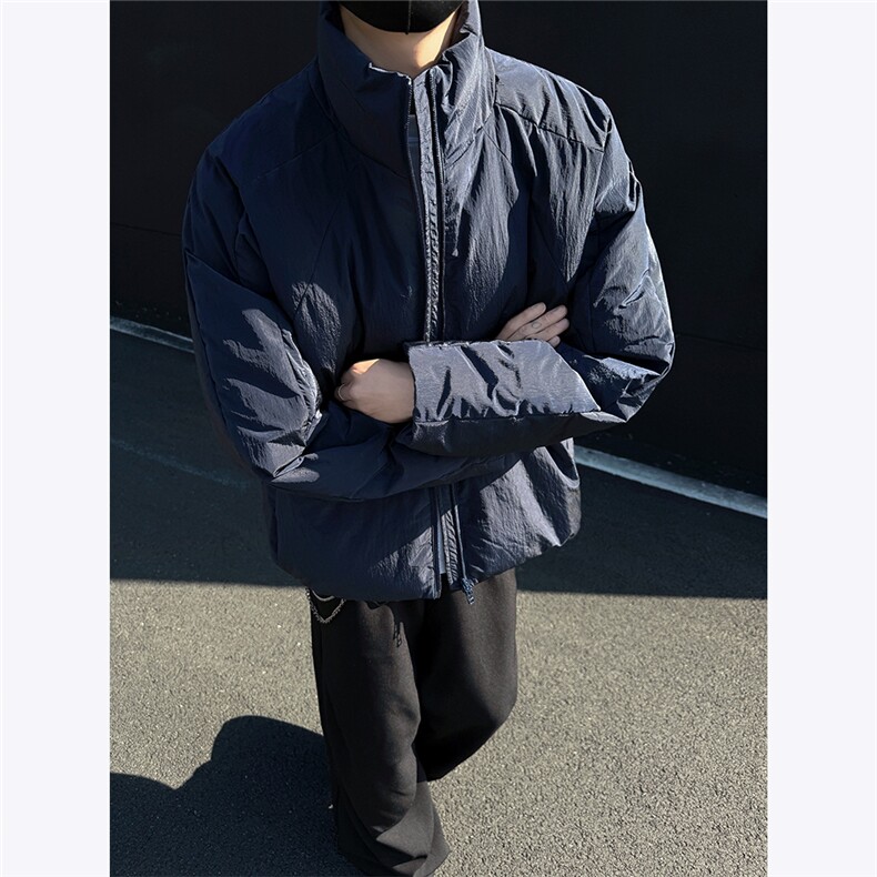 美式立领冬季设计感棉衣外套男装O型褶皱短款棉服2024新款 特P95图片