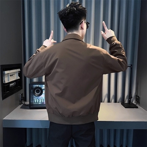 秋季休闲工装夹克简约薄款潮流翻领男士百搭帅气外套潮JK96019图片