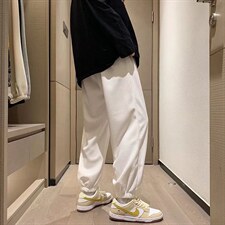 新款华夫格裤子男春季宽松百搭束脚学生运动裤港风ins潮牌休闲裤图片