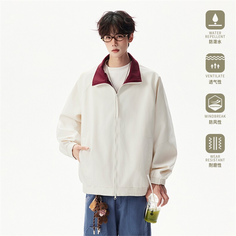 2026春季新款撞色立领夹克美式潮牌宽松外套5Q1095-TP3358,男装夹克,电商A102