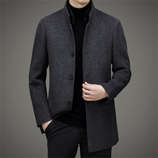 中年男士羊毛大衣中长款冬季加厚保暖爸爸装毛呢白鹅绒内胆外套，男装毛呢大衣，电商B212（原钱塘6029）