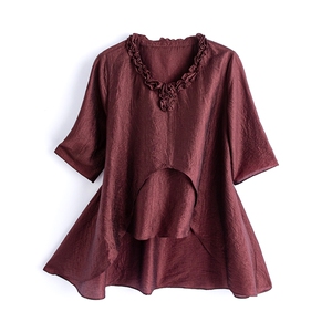 休闲时尚套装女春夏宽松显瘦七分袖上衣气质裙裤两件套,女装蕾丝衫/雪纺衫,水衣源