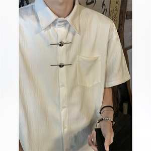CS08-P50 新中式风男士情侣衬衫短袖衬衣上衣图片