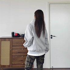 cleanfit灰色短款卫衣男款连帽秋季美式重磅外套螺纹拼接情侣帽衫，女装短外套，星座1210-1
