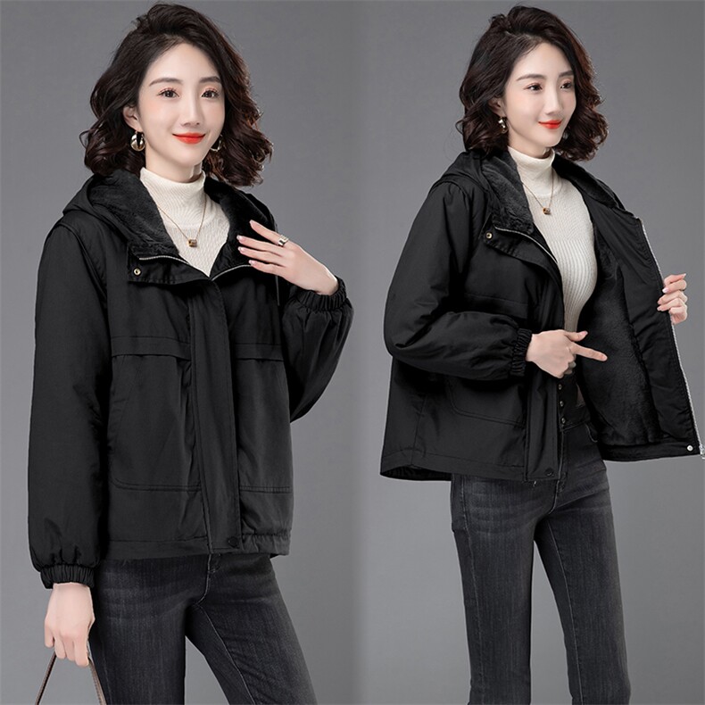 时尚女装派克服水洗棉加绒加厚休闲外套,女装派克服,曼沙奕珂