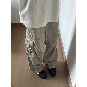 美式复古cleanfit多口袋工装裤男女宽松阔腿休闲长裤 KX825图片
