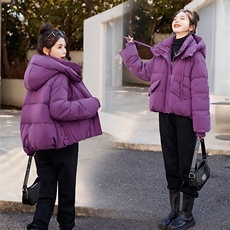 90%白鸭绒2024年冬季新款时尚连帽短款羽绒服女，女装羽绒服，美沁