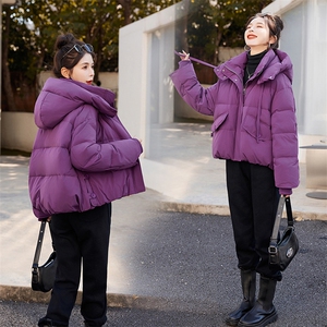 90%白鸭绒2024年冬季新款时尚连帽短款羽绒服女图片
