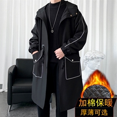 加绒加厚风衣男中长款大衣男棉衣男F080薄P105加棉P120爆景一，男装风衣，星座401