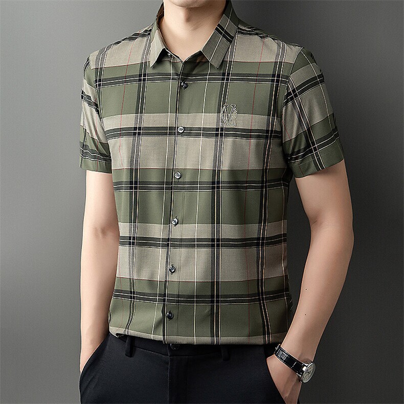 DN3384春夏男士新款短袖衬衫青年修身翻领衬衣休闲打底衫,男装衬衫,电商B360