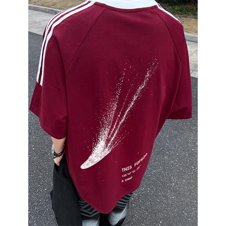 可48小时发货支持抖音得物来样二开 重磅美式高街纯棉织带短袖T恤图片