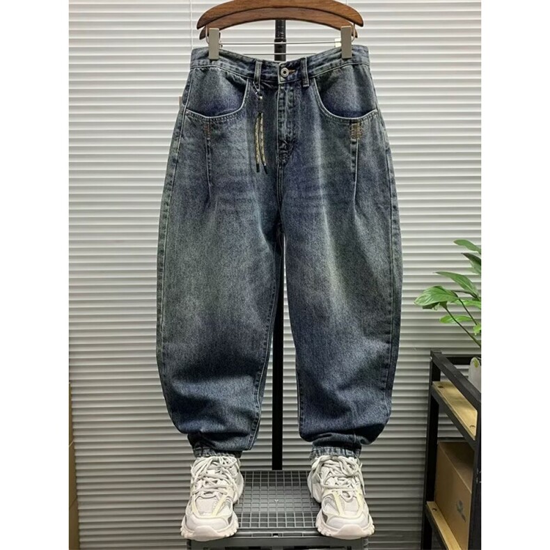 1506-1/KX441/P52潮流痞帅男裤设计感百搭休闲裤萝卜哈伦牛仔裤男图片
