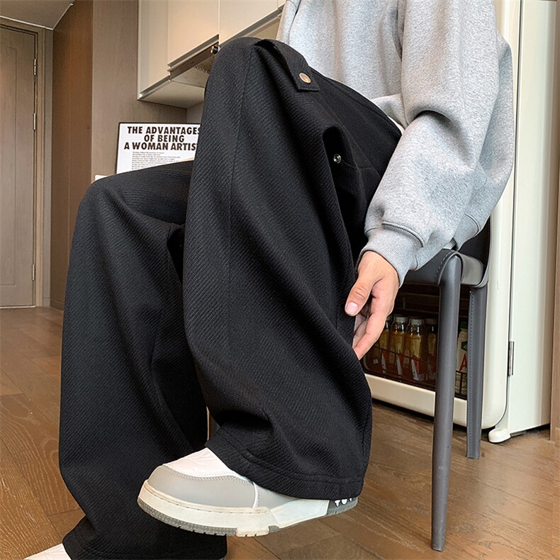 厚款毛呢裤子男生休闲裤宽松直筒长裤KD631-P50控78,男装休闲裤,电商D312-1