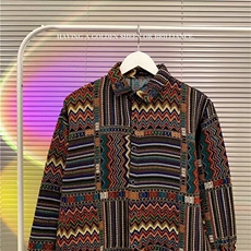 衬衫男韩版潮流拼色花纹2025秋季新款ins宽松百搭外套CY1236-P47，男装衬衫，星座412-3