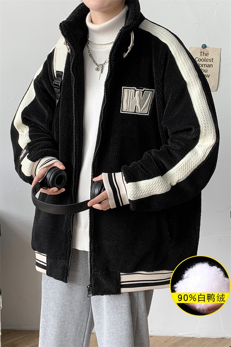 冬装港风加绒羊羔绒简约外套羊羔毛羽绒服男女8161-P185控价258,男装羽绒服,电商A441-1