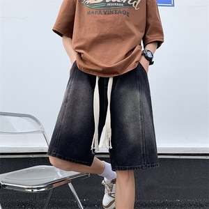 牛仔短裤男士夏季设计感小众外穿五分裤痞帅运动休闲中裤 D3303图片