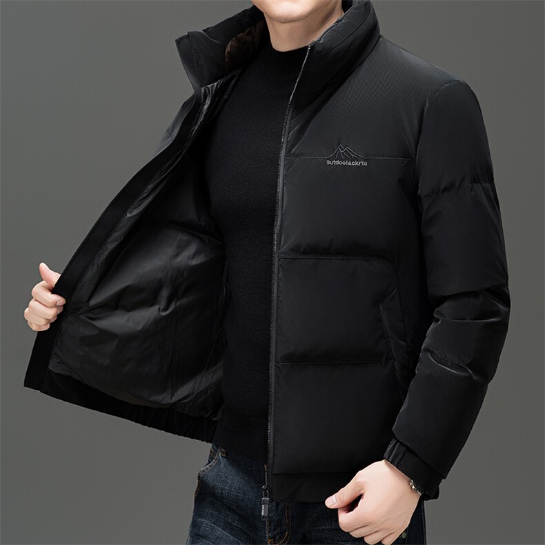 加厚面包服立领羽绒服男短款2026冬季新款中年加厚纯色白鸭绒外套,男装羽绒服,电商B212（原钱塘6029）