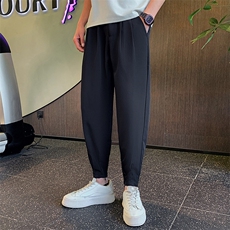 夏季休闲长裤宽松垂感潮流冰丝拉链束脚裤K282A-p58控78，男装休闲裤，电商D303