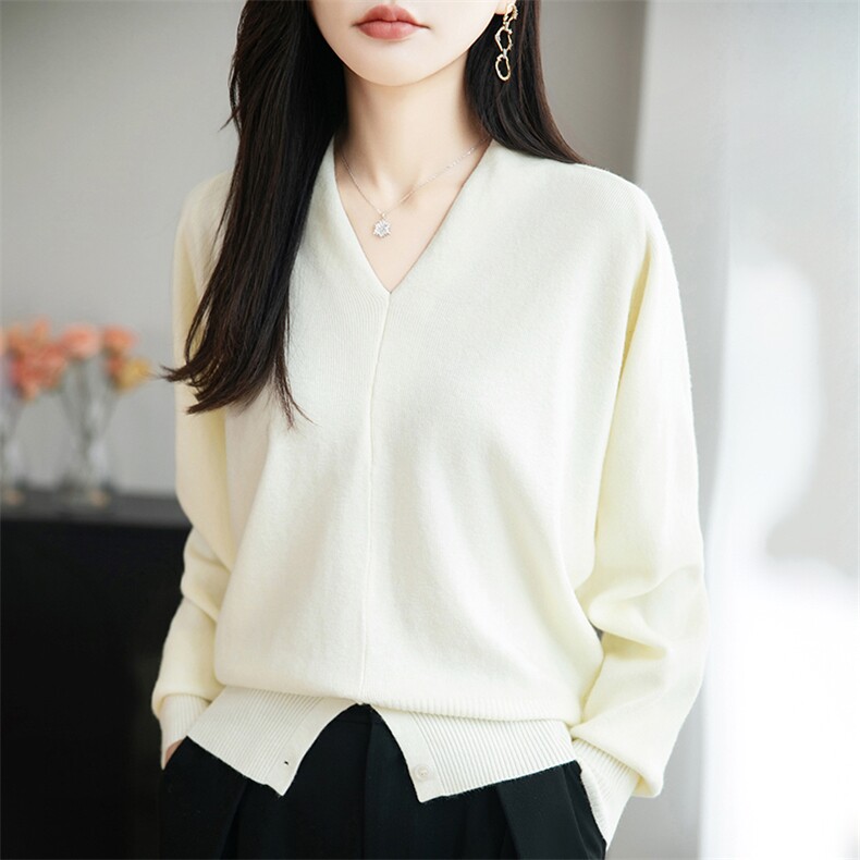 法式高级灰V领针织衫女2025新宽松显瘦打底衫内搭巨好看加厚毛衣,针织衫/毛衣,远腾羊绒