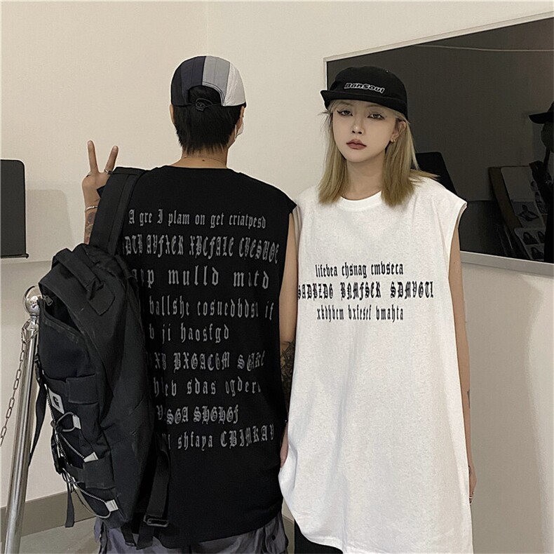潮流嘻哈高街英文字母前后印花百搭宽松坎肩背心男女潮TT013-P35,男装背心/马甲,星座911-3
